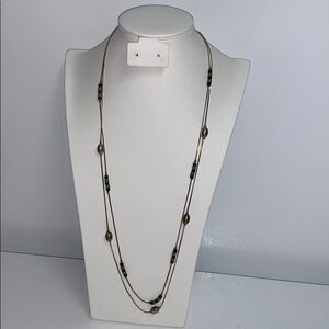 Double Stand Necklace Silver in Color with Beads